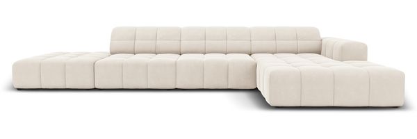 Micadoni Ecksofa Jennifer 5-Sitzer Rechts Samt Helles Beige
