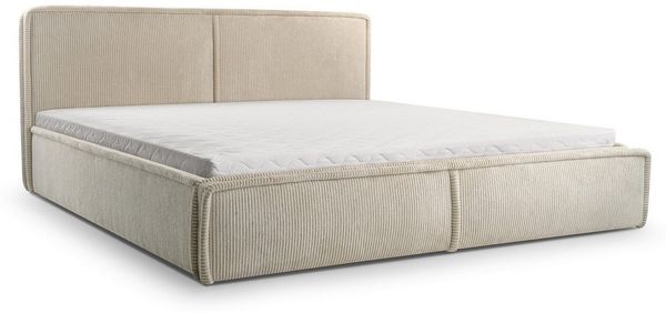MOEBLO Polsterbett BETT 04 (Bezug: aus Cord, Doppelbett mit Kopfstütze, Rahmenbettgestell 160x200, mit Bettkasten und Lattenrost), mit Bettkasten Bild 3