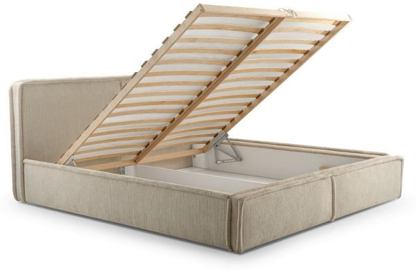 MOEBLO Polsterbett BETT 04 (Bezug: aus Cord, Doppelbett mit Kopfstütze, Rahmenbettgestell 160x200, mit Bettkasten und Lattenrost), mit Bettkasten Bild 4