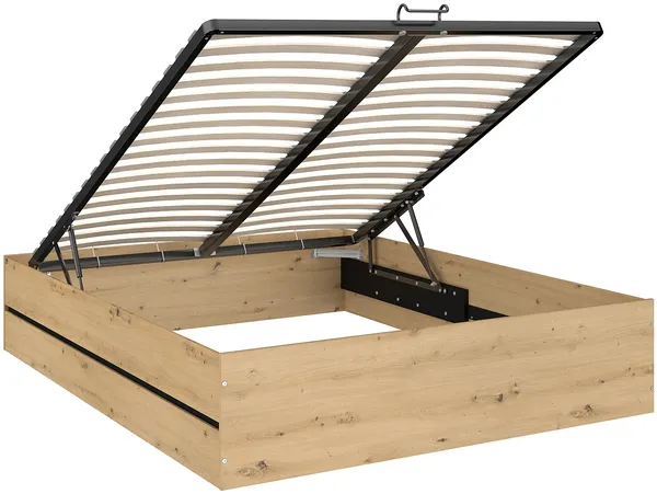Vente-unique - LUDARO Bett Holz, Platte SchwarzBeige - B 210 cm x H 40 cm x L 168 cm Bild 5