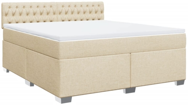 vidaXL Boxspringbett mit Matratze Creme 180x200 cm Stoff 3285979