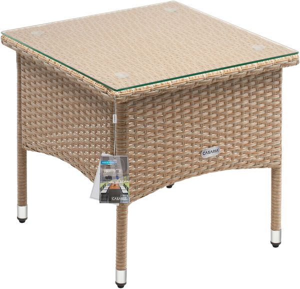 CASARIA® Polyrattan Beistelltisch 50x50x45cm Beige Grau