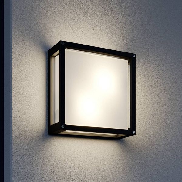Lucande Außen-Wandleuchte Aurelien, Metall, Schwarz IP54, 2 x 15 W LED