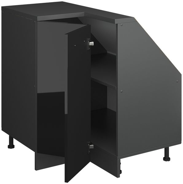 Eck-Küchenschrank für Dachschrägen R-Line Schwarz Hochglanz 75.6 cm mit 1 Tür Vicco Bild 4