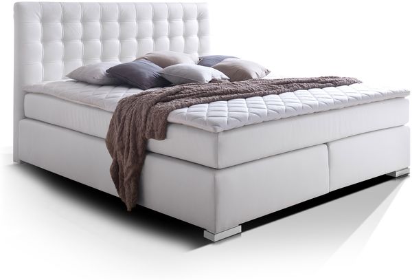 Möbel-Eins ISABELL PLUS Boxspringbett weiß 180x200 cm, Härtegrad 3