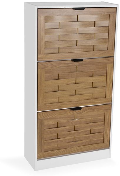 Versa Schuhschrank 3 Schubladen, Moderner Stil, 115 x 60 x 24 cm, Spanplatte & Holz, Braun