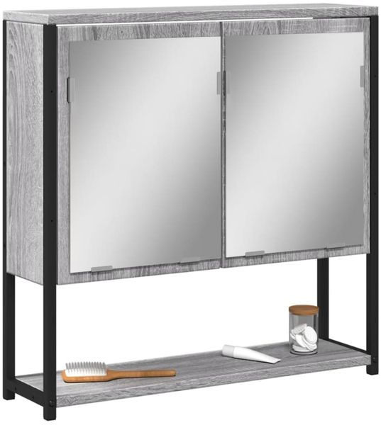 vidaXL Bad-Spiegelschrank Grau Sonoma 60x16x60 cm Holzwerkstoff 842424