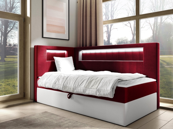 Boxspringbett 'Gladino Junior 3' rot 100x200 cm Links Bild 2