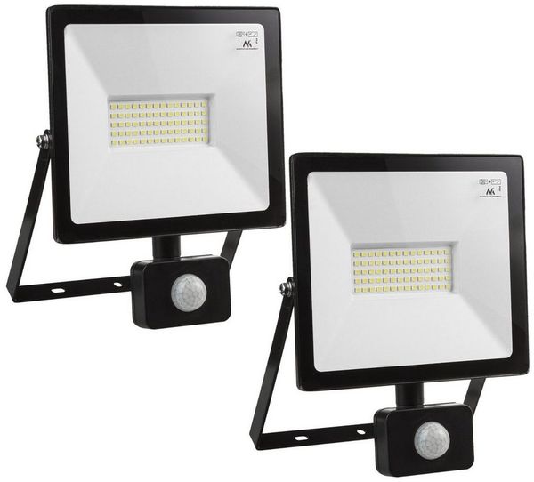 Maclean LED Flutlichtstrahler, LED fest integriert, Warmweiß, Neutralweiß, Kaltweiß, LED fest integriert, PIR-Bewegungsmelder, Dämmerungssensor