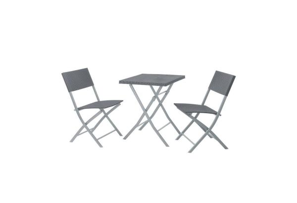 SVITA Polyrattan Bistro-Set Balkonset Klappmöbel Stuhl Tisch Gartenmöbel Grau