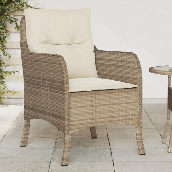 vidaXL Gartenstühle mit Kissen 2 Stk. Beige Poly Rattan 365148