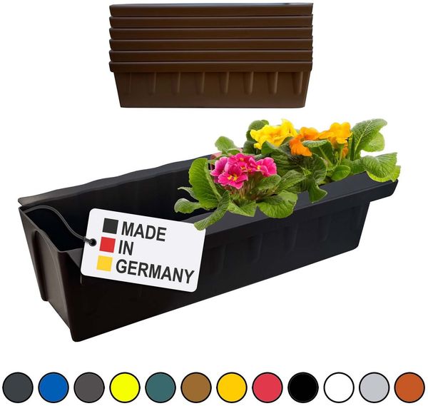 Hossi's Wholesale 6 Euro-Paletten Blumenkästen-Einsätze | mit Hängesystem zum Einhängen | 37,3cm Braun | Pflanzkasten für Europalette Palette | Balkonkasten | Blumentopf | extrem stabil