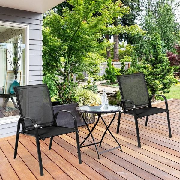 KOMFOTTEU Gartenstuhl (2 St), Bistrostuhl mit Rückenlehne & Armlehne