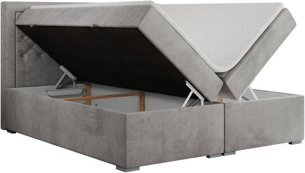 Boxspringbett, Modern Bett mit Multipocket-Matratze und zwei Bettkästen - JASIR - 180 x 200 cm - Hellgrau Velvet - H3 Bild 4