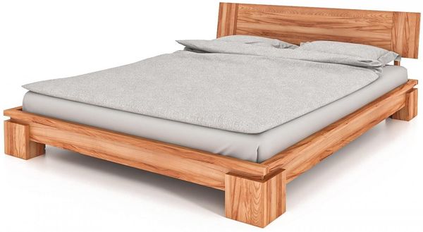 Bett Tinci 1 niedrige Höhe Sonderlänge 140x210 Kernbuche massiv mit Holzkopfteil
