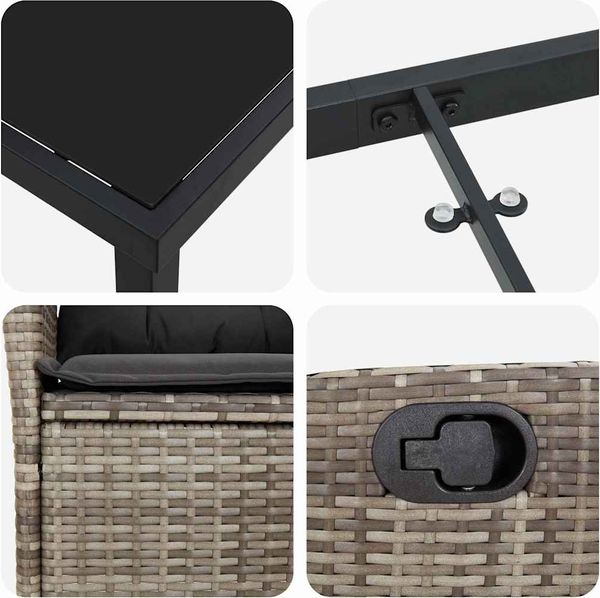vidaXL Garten Essgruppe mit Kissen 5 pcs Grau Poly-Rattan 3380499 Bild 9