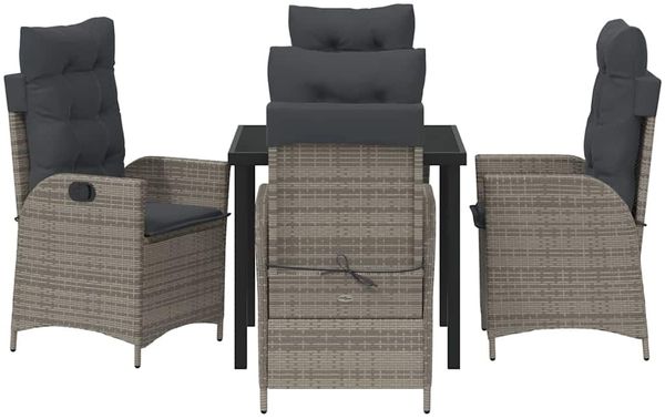 vidaXL Garten Essgruppe mit Kissen 5 pcs Grau Poly-Rattan 3380499 Bild 7