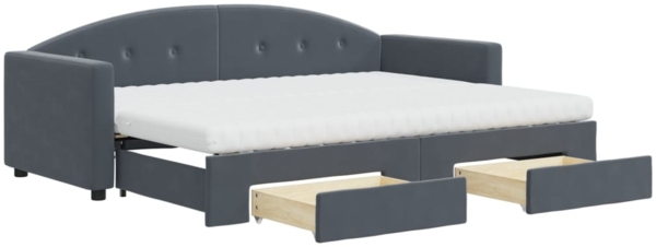vidaXL Tagesbett Ausziehbar mit Schubladen Dunkelgrau 80x200 cm Samt 3197367