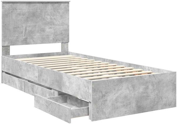 vidaXL Bettrahmen mit Kopfteil Beton Grau 90 x 190 cm Ingenieurs Holz 3409499 Bild 5
