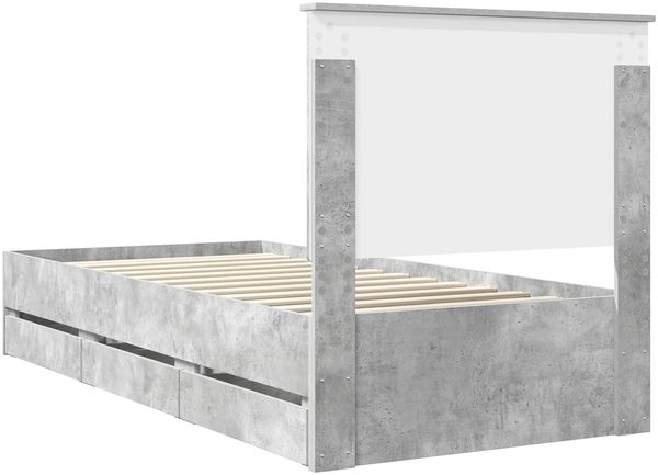 vidaXL Bettrahmen mit Kopfteil Beton Grau 90 x 190 cm Ingenieurs Holz 3409499 Bild 10