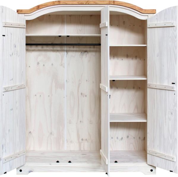 Kleiderschrank aus Kiefernholz 150 x 188 x 56 cm Weiß für Schlafzimmer