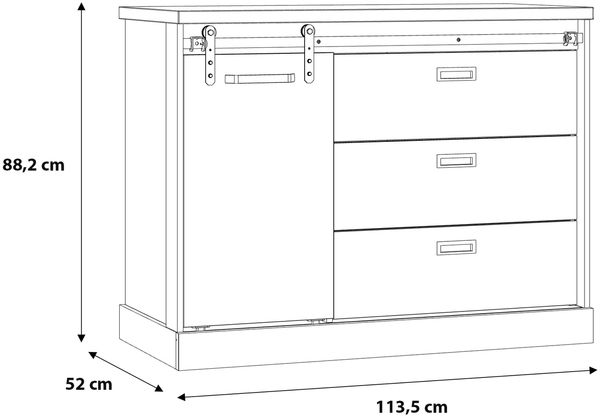 Kommode >Kaszimiro < in braun,schwarz - 113,5x88,2x52cm (BxHxT) Bild 8