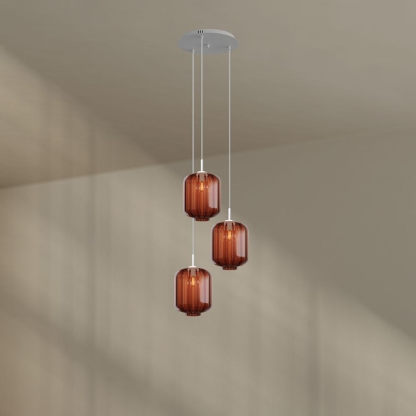 s.luce Velo 3-flammige Galerielampe Ø 40cm Baldachin Ø 25cm Braun, Weiß