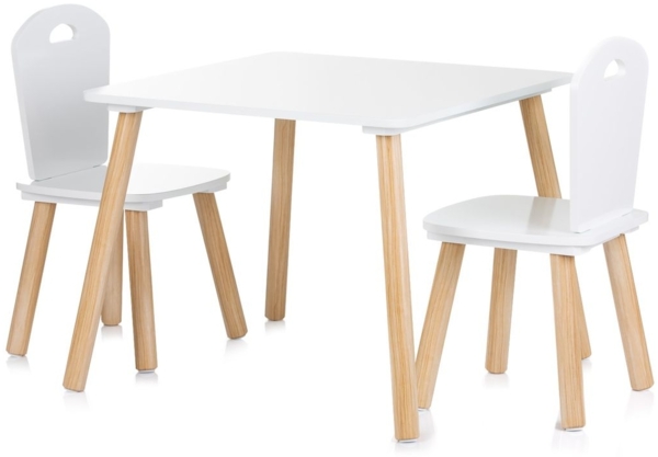 Chipolino Kinder Tischset Holztisch, 2 Holzstühle, Kindersitzgruppe, 3-teilig weiß