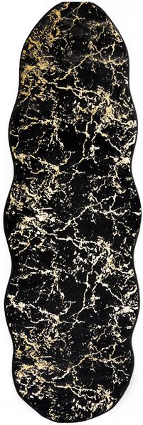 Trendmax Badematte mit Marmormotiv Rutschfest Waschbar mit wellige Umrandung Schwarz/Gold