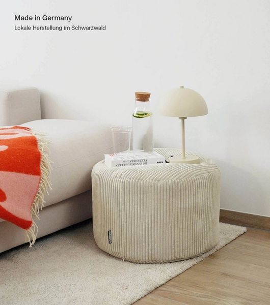 mokebo Pouf Der faule Lenz (aus Cordstoff), Sitzhocker XL, Bodenkissen, Fußhocker, Hocker, Sitzkissen in Beige