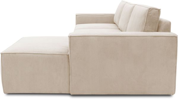 DOMO. collection Ecksofa 800 021, Couch in L-Form mit Cordstoff, Modulsofa mit Taschenfederkern, Sofa, Polsterecke, Eckcouch 273 x 172 x 85 cm (BxTxH), creme Bild 5