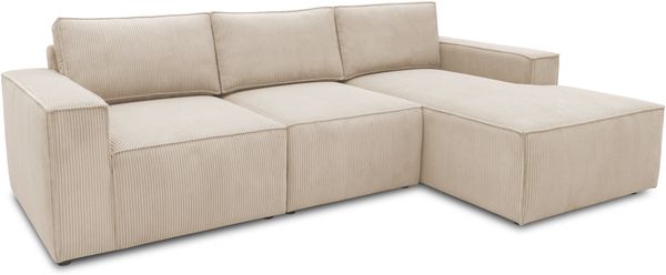 DOMO. collection Ecksofa 800 021, Couch in L-Form mit Cordstoff, Modulsofa mit Taschenfederkern, Sofa, Polsterecke, Eckcouch 273 x 172 x 85 cm (BxTxH), creme Bild 2