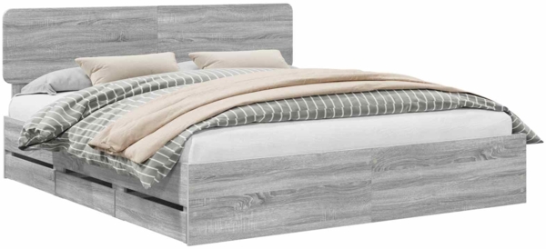 vidaXL Bettrahmen Graues Sonoma 180 x 200 cm Ingenieurs Holz 3412162