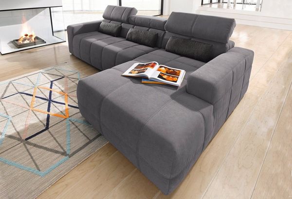 DOMO collection Ecksofa Brandon große Ausführung B/T/H: 289/177/80 cm, auch in Leder und Cord, mit Kopfteilverstellung, wahlweise Sitztiefenverstellung, L-Form