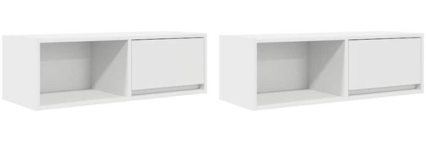 2 pcs TV-Schrank, Lowboard TV Weiß 80x31x25,5 cm Holzwerkstoff Bild 2