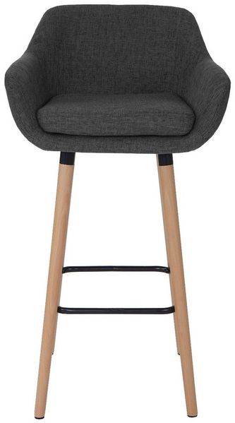 PROREGAL® Barhocker 2x OSLO mit Lehne Sitzhöhe 79cm Textil Dunkelgrau Barstuhl