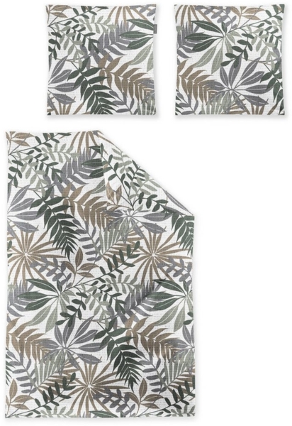Irisette Easy Soft-Seersucker Bettwäsche 135x200 Farne Blätter grün 8579-30