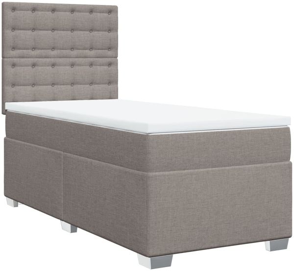 vidaXL Boxspringbett mit Matratze Taupe 100x200 cm Stoff 3292717 Bild 3