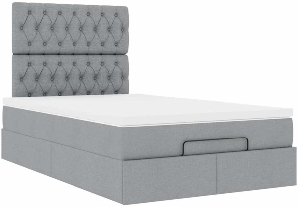 vidaXL Ottoman-Bett mit Matratze & LEDs Hellgrau 120x190 cm Stoff 3314072 Bild 6