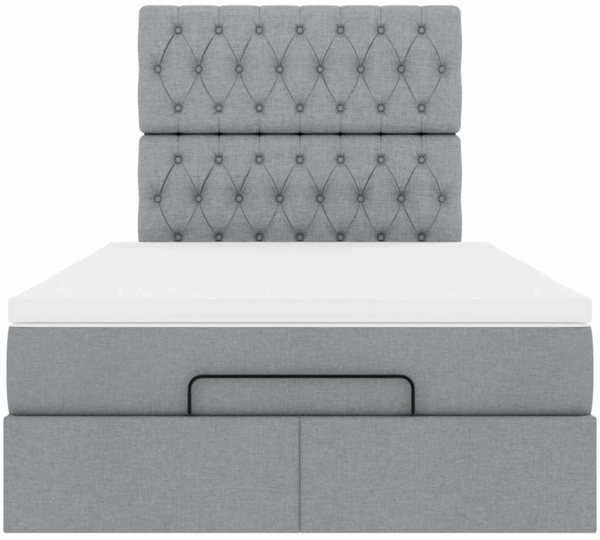 vidaXL Ottoman-Bett mit Matratze & LEDs Hellgrau 120x190 cm Stoff 3314072 Bild 7