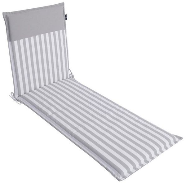 LILENO HOME Liegenauflage perfekt für Strandliegen, Sonnenliege Auflage, Gartenliege Auflage, (1er Set), Polsterauflage Streifen Hellgrau, Auflagen für Gartenliegen