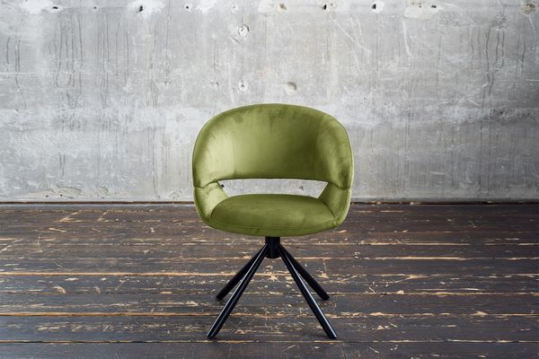 KAWOLA Esszimmerstuhl LARA Drehstuhl Velvet grün 82 x 62 x 61 cm