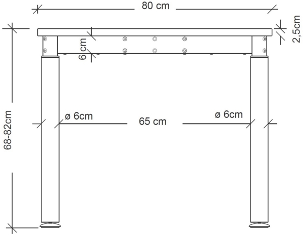 bümö höhenverstellbarer Schreibtisch 80x80 cm in Asteiche, Gestell silber - PC Tisch höhenverstellbar & klein, höhenverstellbarer Tisch Büro, kleiner Computertisch verstellbar, Y-Serie, YS-08-R-S Bild 10