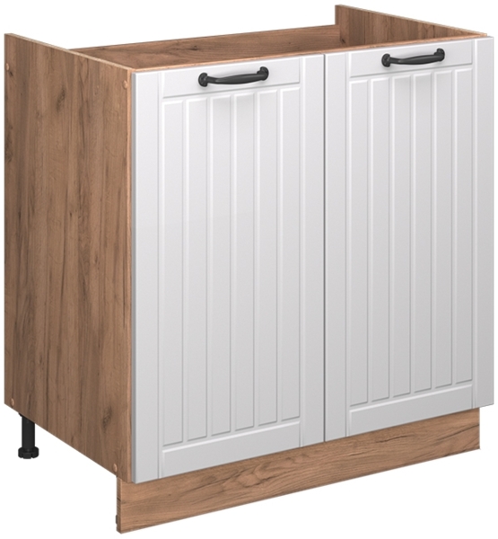 Spülenunterschrank Fame-Line Weiß Landhaus 80 cm , AP Marmor Vicco