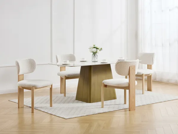 Vente-unique - WILANA Stuhl Stoff Weiß - B 60 cm x H 85 cm x L 56 cm