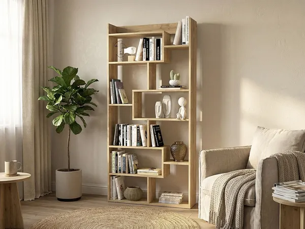 Vente-unique - PALERINO Regal Holz, Platte Beige - B 22 cm x H 182 cm x L 90 cm
