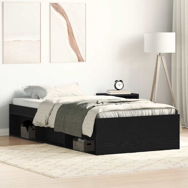 vidaXL Bettgestell ohne Matratze Schwarz Eichen-Optik 75x190 cm 3329311