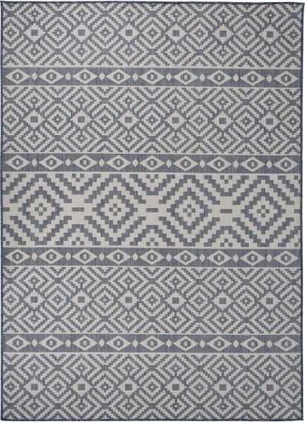 vidaXL Outdoor-Teppich Flachgewebe 200x280 cm Blau Gestreift 340840