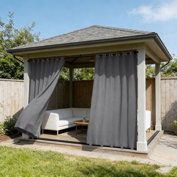 Sunicol Outdoorvorhang Wetterfest 100% Blickdichte Gardinen mit Ösen Sonnenschutz Sichtschutz, Extra breit Winddicht Terrasse Vorhänge für Pavillon/Balkon