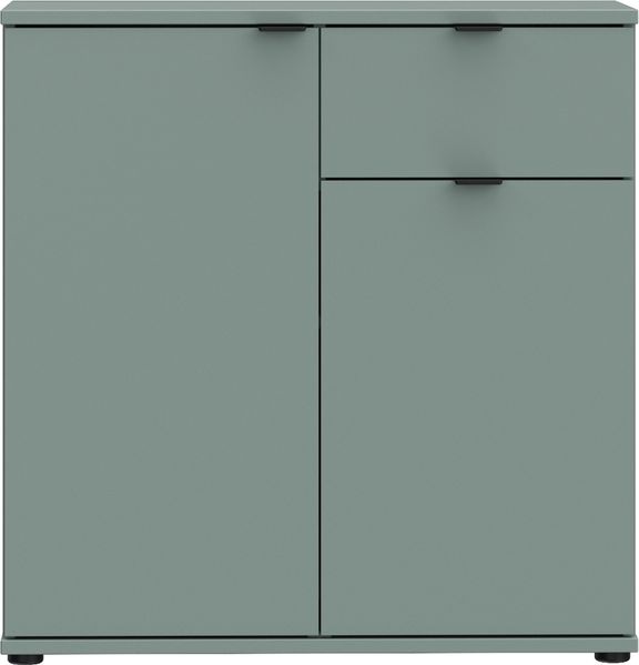 Kommode >GANYMEDE< 2 Türen, 1 Schublade, in Salbei - 80,1x82,3x34,1cm (BxHxT)